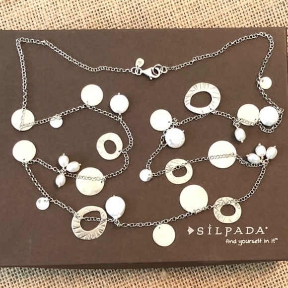 Silpada Sterling Silver & mother of pearl ‘Pearl of a Girl’ 36 inch Necklace - Picture 2 of 2
